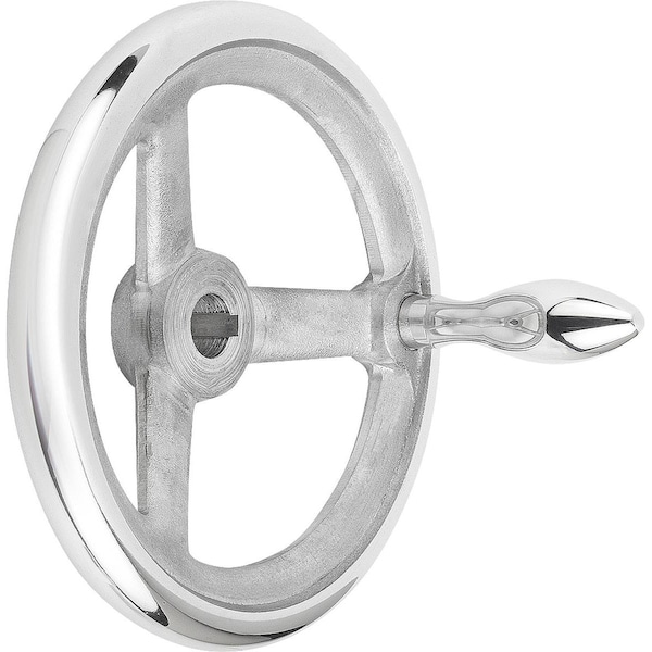 Handwheel DIN950, D1=400 Reamed Hole W Slot D2=30H7, B3=8, T=33, 3, Aluminum, Machine Handle